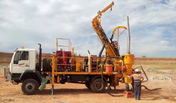 Drillwest Air-Core Rig 10 drilling Grade Control in open pit operation.